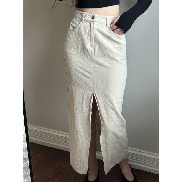 H&M Linen-Blend Midi Skirt Size 6 – Lightweight Breathable Summer Essential - Picture 12 of 13